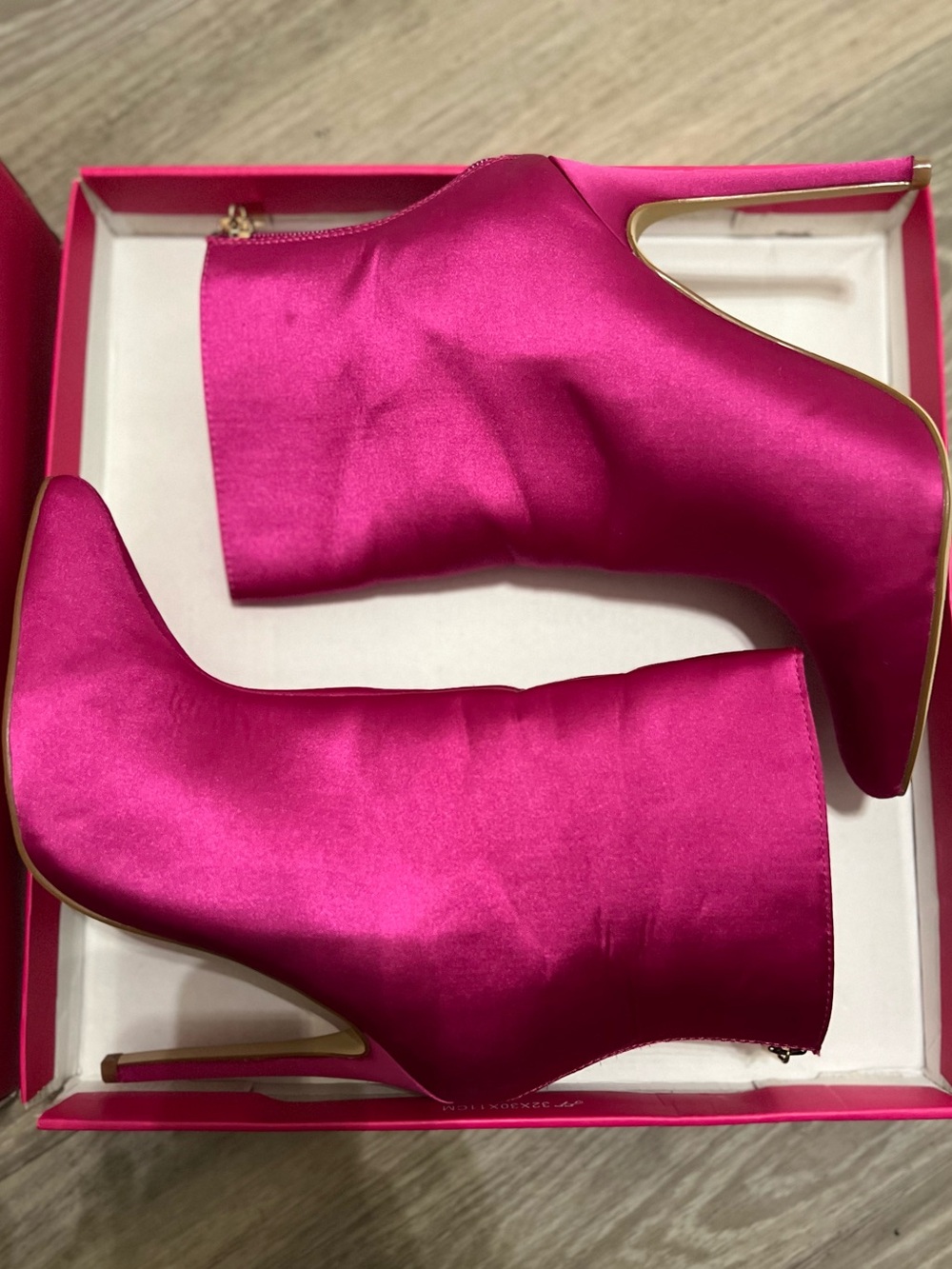 Magenta Tezza Pink Satin Stiletto Ankle Booties Shoe dazzle - Women